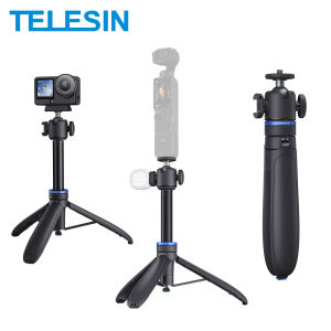 TELESIN | TELESIN Mini Selfie Stick Tripod Aluminum alloy Stand Quick Open Stand for DJI Osmo GoPro Insta360 Action Camera Hand Grip Stand