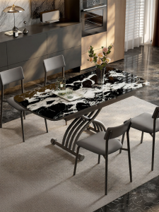 GUANYU | Luxurious Stone Craft Glass Extendable Folding Dining Table