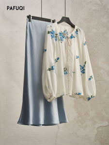 PAFUQI | Unique Bohemian Flax Floral Shirt