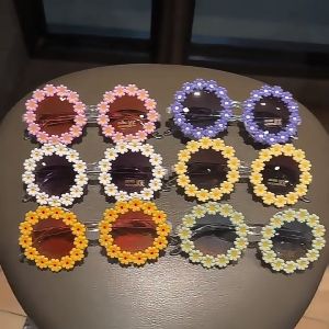 Bestella💗COD Kacamata Hitam Anak Perempuan Kacamata Hitam Bunga Indah Touring Kacamata Daisy Tepi Pantai