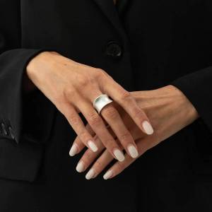 IngeSight.Z 6 Styles Retro Irregular Geometric Love Heart Moon Open Finger Ring Women Punk Silver Color Wide Ring Couple Jewelry