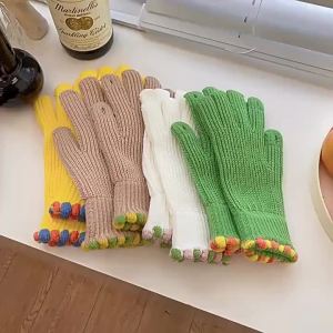 Mens and Womens Winter Finger-exposed Wool Knitting Autumn Touch Screen Warm Windproof Cycling Finger Cute Cold