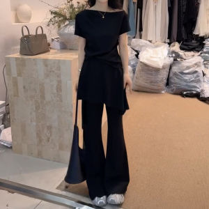 Shalldoer | Slimming Set Black Sleeveless Blouse and Pants