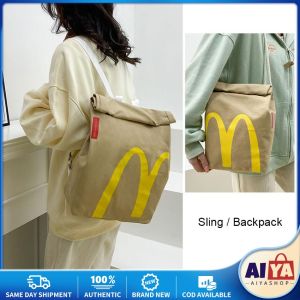 McDonalds Starbucks Paper Bag Backpack Waterproof Cute Canvas Bag Female School Bag