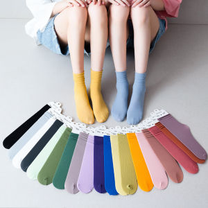 Summer Thin Loose Socks Velvet Soft Breathable Long Socks Macaroon Color Harajuku High Socks for Women Girls
