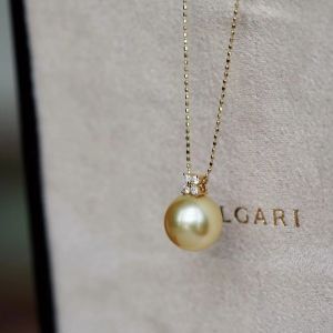 Montagne Jewelry 18k Pure Gold Necklace For Women Four Pcs Diamond Inset Fine Jewellery Natural 10-11mm South Sea Pearl Pendant