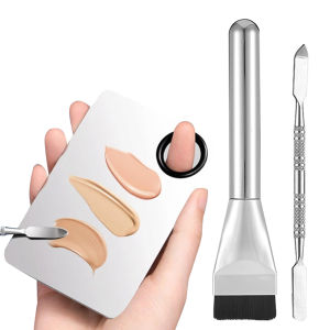 3pcs Stainless Steel Makeup Palette Professional Cosmetic Mixing Palette With Spatula Tool For Women Makeup Accessories Set