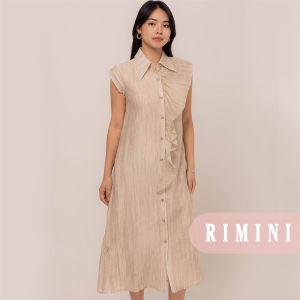 RIMINI - Dress Midi Tanpa Lengan Crinkle Frill Size XS-XL - Alaiya Dress CC31564
