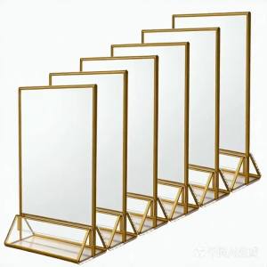 Giá Đỡ Biển Hiệu Acrylic Trong Suốt Viền Vàng Hai Mặt Đứng Thẳng Để Bàn Dùng Làm Khung Ảnh Menu - Trang Trí Đám Cưới Sinh Nhật