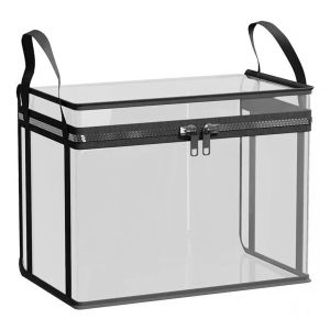 Large Capacity Clear Book Storage Bags Foldable Space-Saving Organizer Boxes with Lids Lifting Handle Clothes Organization Bag