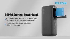 TELESIN 10000mAh Powerbank Battery Charger Charging Case for Smartphone / GoPro