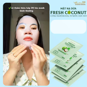 Combo 5 Miếng Mặt nạ dừa sinh học WoongHye làm dịu da tức thì dưỡng ẩm 25g - Fresh Coconut