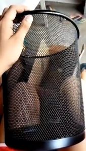 Metal Wastebasket Round Trash Can Trash Cans for Home Office Black Mesh Round Garbage Basket S/M/L Size