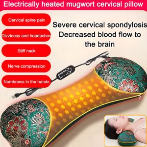 Electric Heating Mugwort Bone Pillow Household Detachable Neck Pillow Hot Compress Sleep Cervical Support Palace Pillow sleeping pillow neck/warmwood pillow/mugwort pillow热敷颈椎