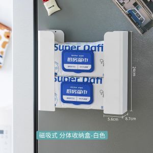 กล่องกระดาษทิชชูในครัวที่แขวนผนังแม่เหล็กที่เก็บของสร้างสรรค์แยกเปียกเช็ดแร็คตู้เย็นแม่เหล็กที่ใส่กระดาษเช็ดมือ