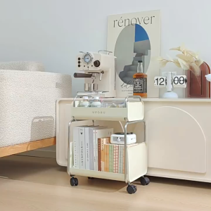 Iron Rack Trolley Household Removable Storage Rack Multi-functional Kitchen Living Room Bedroom Double Shelf