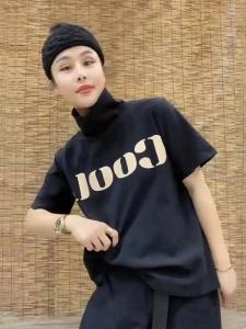 เสื้อยืดคอกลมแขนยาวพิมพ์ลายตัวอักษร COOL สำหรับผู้หญิง ทรงหลวม ผ้าฝ้ายยืด แฟชั่นฤดูใบไม้ร่วง เสื้อเชิ้ตคอกลมแขนยาว