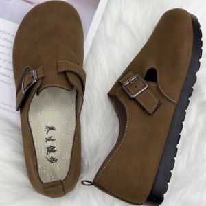 Womens Flat Casual Slip-On Loafers Spring 2025 New Style Korean Retro Bean Bean Shoes Lazy Persons Birkens Soft Wood Shoes