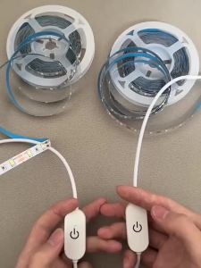 USB-Powered LED COB Strip Light-Flexible Cuttable Tape Light with Adhesive Backing Push Button Control for Homes Kitchens
