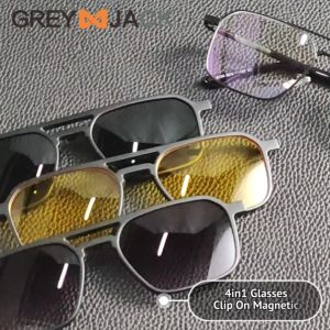 Grey Jack Kacamata Clip On 4in1 Free Lensa Polarized Night Drive Aviator Kotak Bisa Minus Antiradiasi Blueray Photocromic 8138