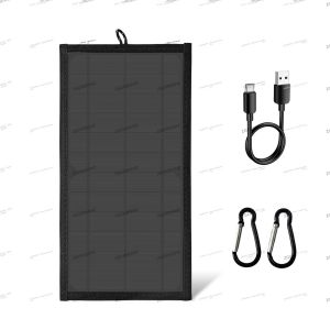 แผงโซลาร์เซลล์แบบโมโนคริสตัลไลน์ 10 วัตต์ เครื่องชาร์จพกพาสำหรับตั้งแคมป์ ชาร์จโทรศัพท์ผ่านพอร์ต USB สำหรับกิจกรรมกลางแจ้ง กันน้ำ