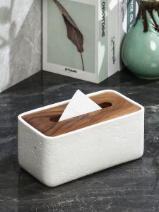 2025 New Hole Stone Tissue Box Luxury Minimalist Style Living Room Dining Table Top Drawer Design High End Feelings Napkin Box