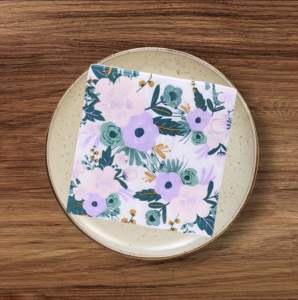 Party Dinner Napkin Serviette Disposable Paper Tissues - Colour Floral Flowers Blue Purple Blue Flowers Print [NSP031]