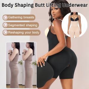 Women Seamless Bodysuit Butt Lifter Shapewear Waist Trainer Body Shaper Strappy-Back Chest Enhancing Corrective Underwear Corset