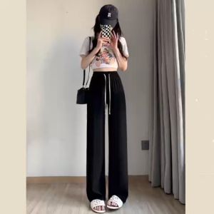 Quần Ống Rộng Nữ Suông Mẫu Mới Vải Chéo Hàn Mịn Mát Thời Trang phong cách trẻ trung