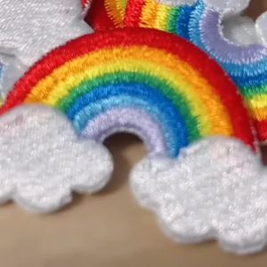 DUTRIEUX | Exquisite Rainbow Cloud Self Adhesive Embroidery Patch Decorative Stationery Handbooks DIY Childrens Clothing