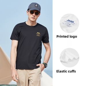Jeep | Jeep Mens Short Sleeve T-Shirt Breathable Cotton Casual Round Neck Outdoor Loose Fit Spring Summer City Outdoor Style