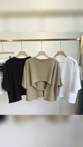 EDM Summer New Fitness Yoga Loose Sports T-shirt for Women Crop Top Quick Dry Breathable Comfortable