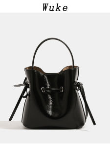 Summer New Bucket Bag Womens Drawstring Butterfly Crossbody Handbag Soft PU Leather Casual Fashion Single Shoulder Bag