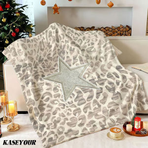 Beast Kingdom | Muted Leopard with Star Winter Summer Flannel Blanket Throw Fleece Soft Fuzzy Plush Cozy Fleece Blankets for Sofa Ideal Gifts