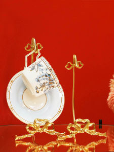 Bronze Butterfly Knot Coffee Cup Holder Simple Fashion Afternoon Tea Single Cup Plate Storage Table Decoration Home Decor