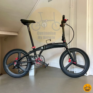 👺 Fnhon Tornado 22” MRT/Bus-Friendly 14 Freebie Lightweight Folding Bike Matte Black & Red Dahon