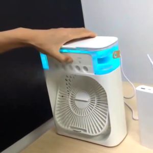 Portable Humidifier Fan Mini Fan with Humidifier 5 Hole Nano Spray USB Rechargeable Air Cooling Fan with 7 Colors LED Light Electric Fan with Mist Sprayer Large Capacity Water Tank