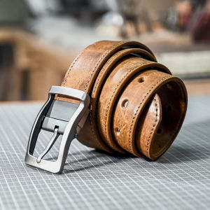 3.3cm Top layer cowhide mens belt leather business casual belt pin buckle belt Vintage simple belt men