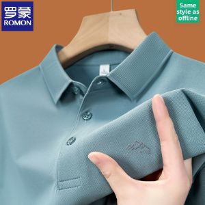 Lomond High-End Short-Sleeve Polo Shirt Mens Summer New Style Turn Collar Solid Color Casual Loose Fit Trendy Top