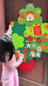 Đồ chơi trang trí Tết có đèn nháy - cây quất vải dạ bóc dán treo tường cho bé và cả nhà tự làm DIY - Kennen