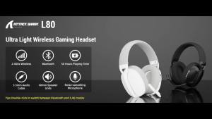 ATTACK SHARK | ATTACK SHARK L80 Wireless Gaming Headset 2.4Ghz USB Gaming Headphones with Bluetooth 5.2 50H Battery Noise Canceling Mic