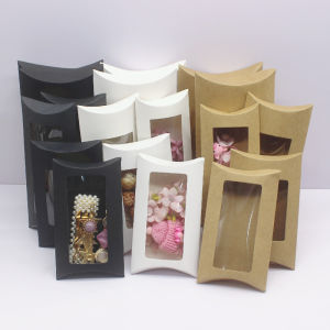 10pcs DIY Gift Packaging with Windows White/Kraft Paper/Black Multiple Size Pillow Packaging Box