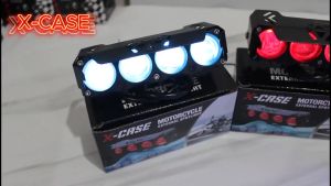 LAMPU TEMBAK SQL 4 MATA MINI PLUS DEVIL BRACKET PUTIH KUNING HI LOW 40 WATT MOTOR MOBIL XCASE