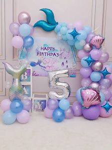 Set Dekorasi Balon Tema Putri Duyung & Balon Foil Fishtail untuk Dekorasi Pesta Ulang Tahun Anak Perempuan