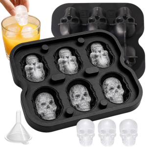Unique Three‑dimensional Skull Silicone Ice Mould / Reusable Freezer Ice‑making Tray / Convenient Ice Maker for Bar Cocktails and Whiskey