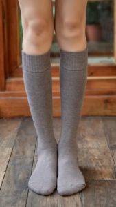 Kaos Kaki Wool Selutut Musim Dingin Wanita Selutut Bulu Domba Import