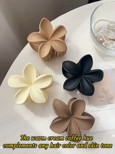 Matte Plumeria Flower Hair Clamp Cream Coffee Plum Flower Hair Claw Fashion Ladies Hair Accesories