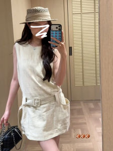 QINWEIYU | Đầm Dây Nẹp Eo Ngắn