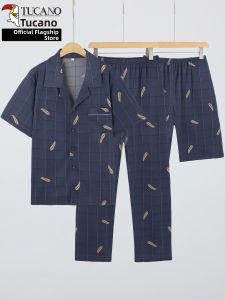 TUCANO | Wearable Outside Mens Home Wear Loose Checkered Style 3-piece Set