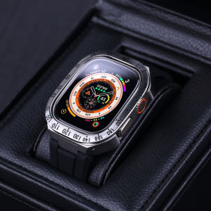 Luxury Modification Kit For apple Watch Ultra 49mm strap smart watch band Rubber Strap+Metal Case For apple Watch Ultra Band 49mm Stainless Steel Bracelet Accessories